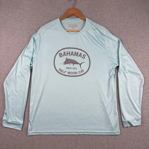 Surfmentality Shirt Mens Large Blue Bahamas Half Moon Cay Long Sleeve